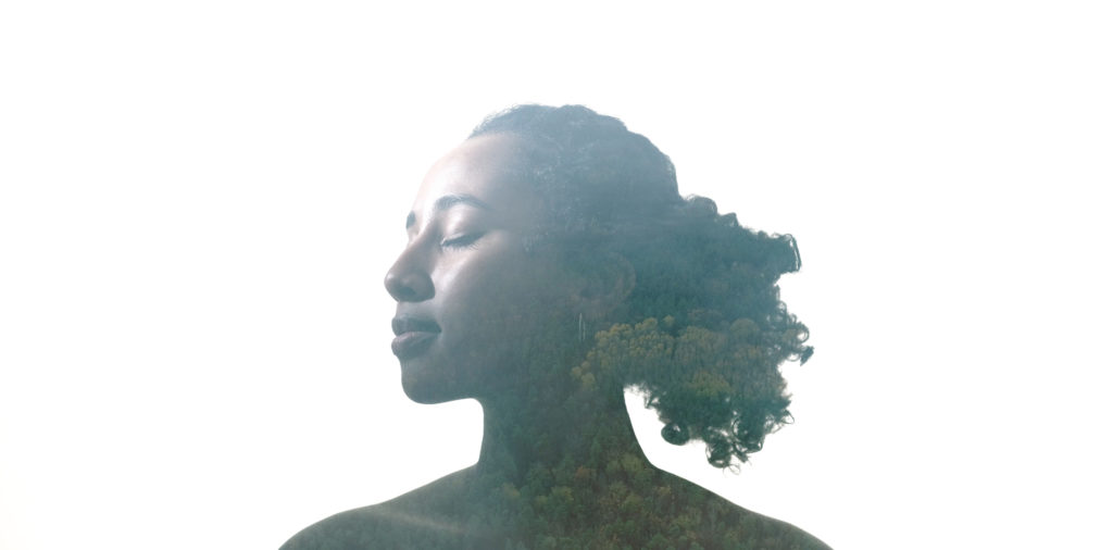 nature therapy health vitality calm woman forest